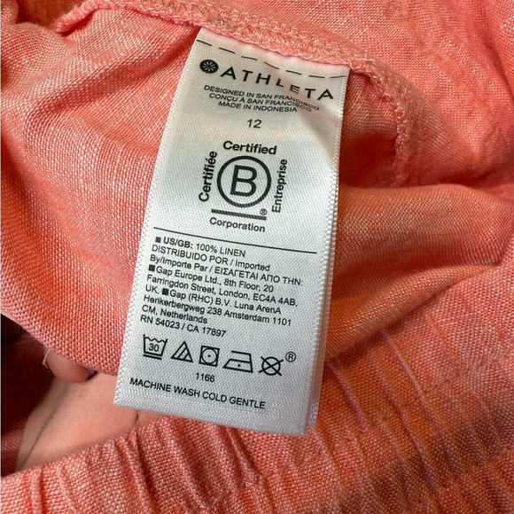 Athleta Retreat Linen Drawstring Waist Joggers Sunset Glow Garden Orange Size 12 - Picture 14 of 16